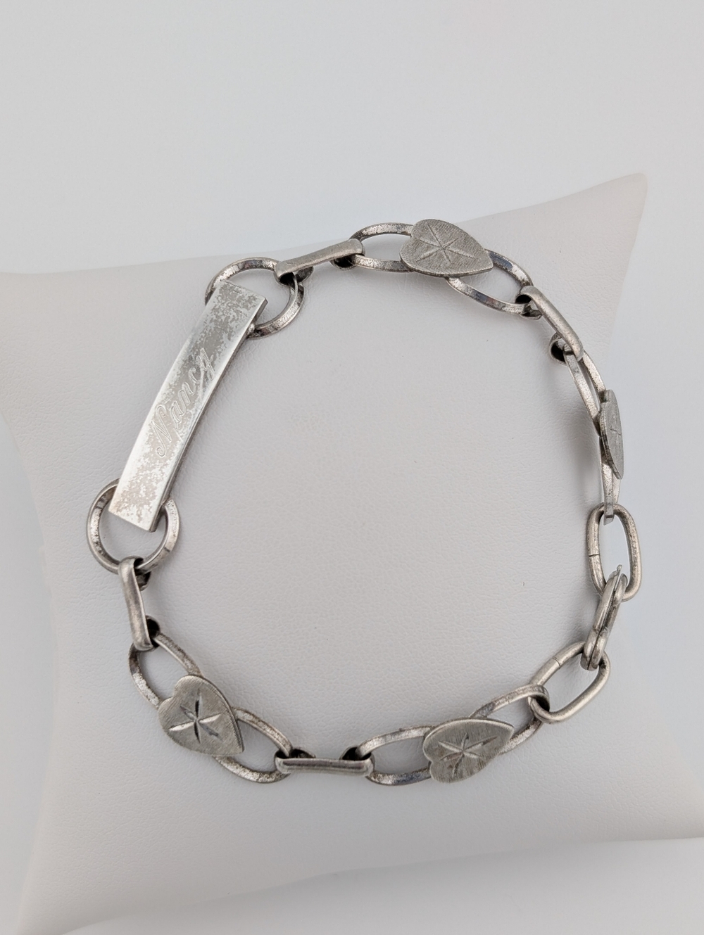 Sterling Sweetheart Name Plate Vintage Bracelet 6.5" - 925 Custom Silver Estate